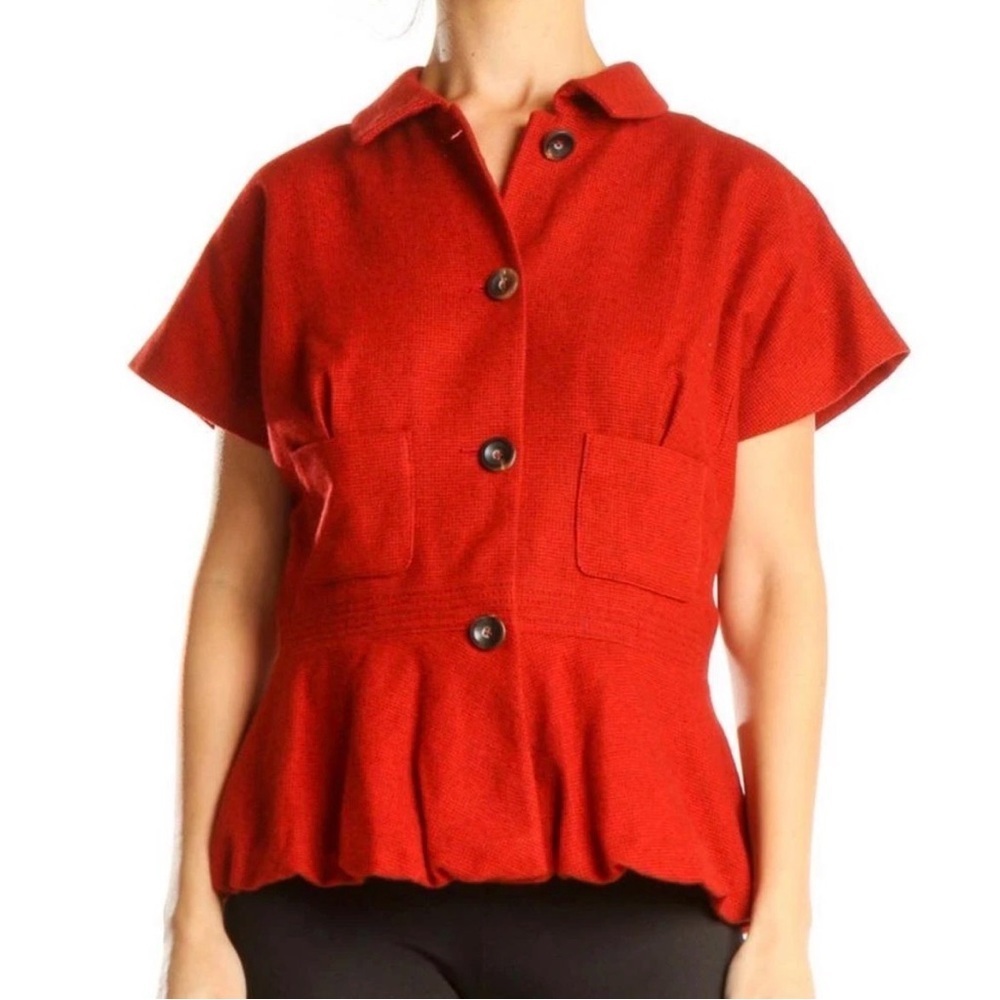 Piazza Sempione Cashmere Short Sleeve Cardigan Top in Red Size Italy 44 US 8